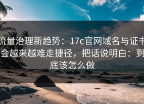 流量治理新趋势：17c官网域名与证书会越来越难走捷径，把话说明白：到底该怎么做