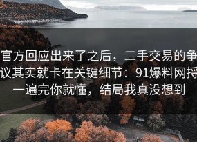 官方回应出来了之后，二手交易的争议其实就卡在关键细节：91爆料网捋一遍完你就懂，结局我真没想到