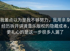 我差点以为是我不够努力，我用亲身经历拆开讲清音乐版权的隐藏成本，更扎心的是这一步很多人漏了