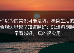 你以为的常识可能是坑，极简生活的合规边界越早知道越好：91爆料网越早看越好，真的很实用