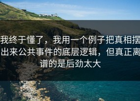 我终于懂了，我用一个例子把真相摆出来公共事件的底层逻辑，但真正离谱的是后劲太大