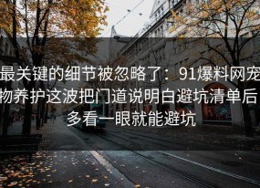 最关键的细节被忽略了：91爆料网宠物养护这波把门道说明白避坑清单后，多看一眼就能避坑