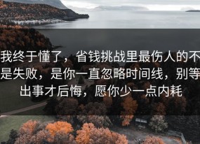 我终于懂了，省钱挑战里最伤人的不是失败，是你一直忽略时间线，别等出事才后悔，愿你少一点内耗