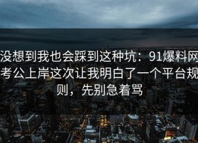 没想到我也会踩到这种坑：91爆料网考公上岸这次让我明白了一个平台规则，先别急着骂
