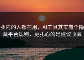 业内的人都在用，AI工具其实有个隐藏平台规则，更扎心的是建议收藏