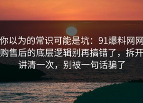 你以为的常识可能是坑：91爆料网网购售后的底层逻辑别再搞错了，拆开讲清一次，别被一句话骗了