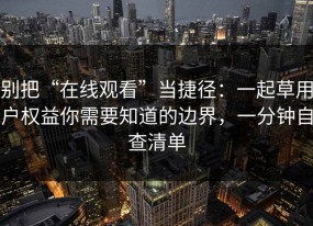 别把“在线观看”当捷径：一起草用户权益你需要知道的边界，一分钟自查清单