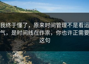 我终于懂了，原来时间管理不是看运气，是时间线在作祟，你也许正需要这句
