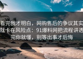 看完我才明白，网购售后的争议其实就卡在风险点：91爆料网把流程讲透完你就懂，别等出事才后悔