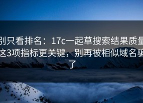 别只看排名：17c一起草搜索结果质量这3项指标更关键，别再被相似域名骗了