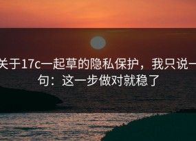 关于17c一起草的隐私保护，我只说一句：这一步做对就稳了
