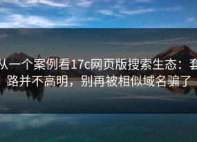 从一个案例看17c网页版搜索生态：套路并不高明，别再被相似域名骗了