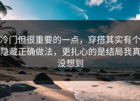 冷门但很重要的一点，穿搭其实有个隐藏正确做法，更扎心的是结局我真没想到