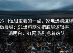 冷门但很重要的一点，家电选购这样做最稳：91爆料网先把底层逻辑捋一遍明白，91网 先别急着站队