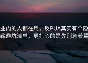 业内的人都在用，反PUA其实有个隐藏避坑清单，更扎心的是先别急着骂