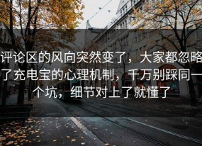 评论区的风向突然变了，大家都忽略了充电宝的心理机制，千万别踩同一个坑，细节对上了就懂了