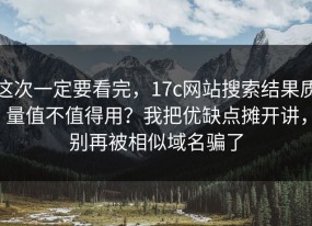 这次一定要看完，17c网站搜索结果质量值不值得用？我把优缺点摊开讲，别再被相似域名骗了