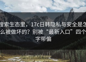 搜索生态里，17c日韩隐私与安全是怎么被做坏的？别被“最新入口”四个字带偏