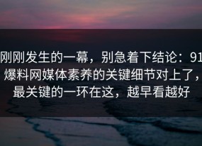 刚刚发生的一幕，别急着下结论：91爆料网媒体素养的关键细节对上了，最关键的一环在这，越早看越好