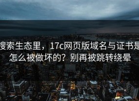 搜索生态里，17c网页版域名与证书是怎么被做坏的？别再被跳转绕晕