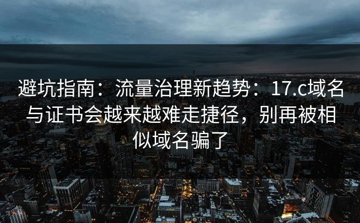 避坑指南：流量治理新趋势：17.c域名与证书会越来越难走捷径，别再被相似域名骗了