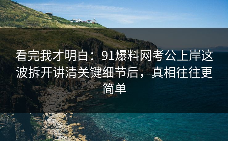 看完我才明白：91爆料网考公上岸这波拆开讲清关键细节后，真相往往更简单