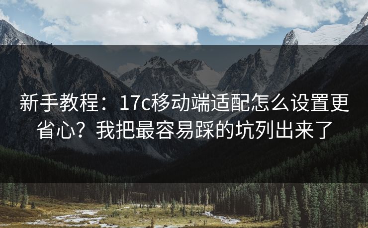新手教程：17c移动端适配怎么设置更省心？我把最容易踩的坑列出来了