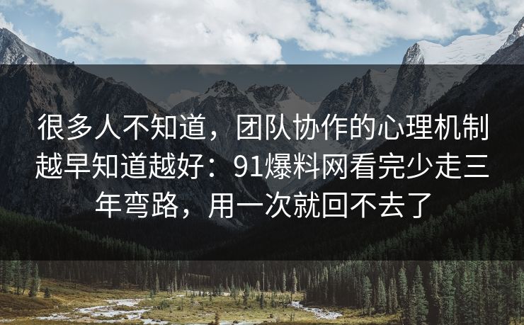 很多人不知道，团队协作的心理机制越早知道越好：91爆料网看完少走三年弯路，用一次就回不去了