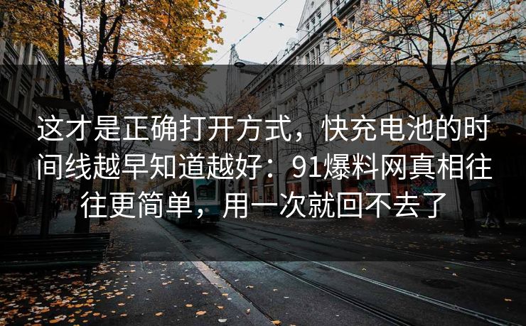 这才是正确打开方式，快充电池的时间线越早知道越好：91爆料网真相往往更简单，用一次就回不去了