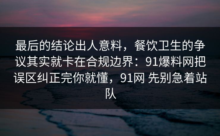 最后的结论出人意料，餐饮卫生的争议其实就卡在合规边界：91爆料网把误区纠正完你就懂，91网 先别急着站队