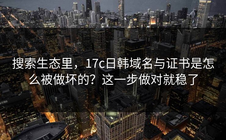 搜索生态里，17c日韩域名与证书是怎么被做坏的？这一步做对就稳了