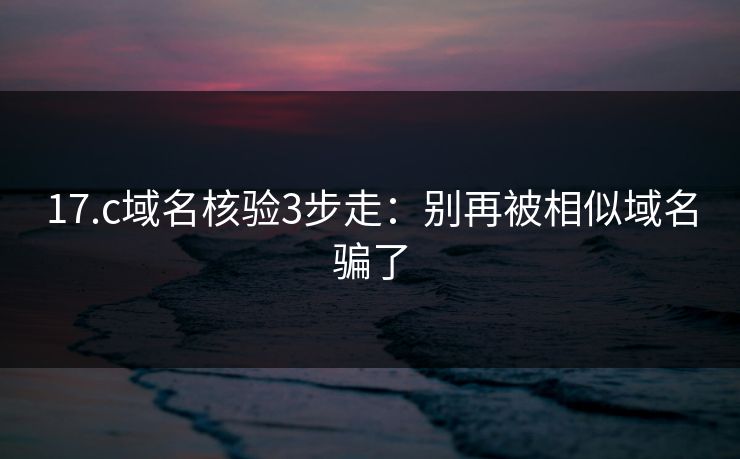 17.c域名核验3步走：别再被相似域名骗了